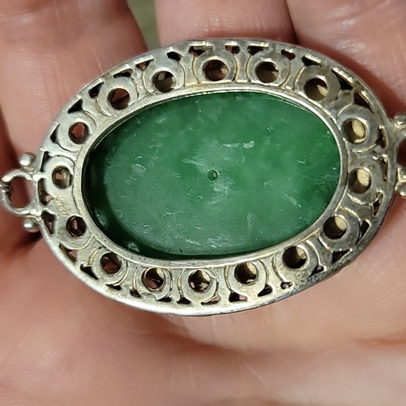 Vintage Jade bracelet 925 - Picture 8 of 10